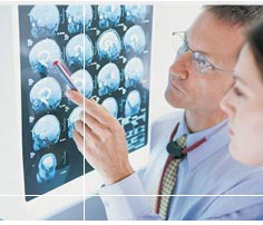 doctor analyzing brain injury