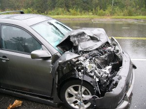 car accident, car crash, car hood smashed